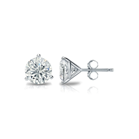 3 Prong Round Lab Grown Diamond Stud Earrings in White Gold (1/2 Ctw)