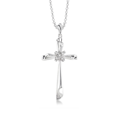 Sterling Silver 1/20 Carat Diamond Cross Pendant