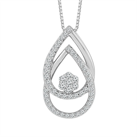 1/5 Ctw Double Pear Diamond Drop Pendant in 10 Karat White Gold