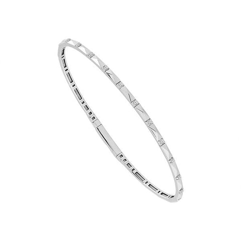 14 Karat White Gold 1/5 Carat Flexible Diamond Bangle Bracelet