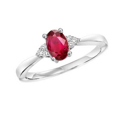 10 Karat White Gold Oval Ruby Diamond Ring