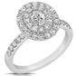 1 Ctw Double Halo Oval Cut Diamond Engagement Ring in White Gold