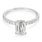 2.00 Ctw Emerald Cut Hidden Halo Lab Grown Diamond Engagement Ring in 14 Karat White Gold