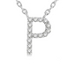 1/20 ctw Initial 'P' Round Cut Diamond Pendant With Chain in 10K White Gold