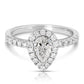 1 Ctw Pear Diamond Halo Engagement Ring in White Gold