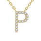 1/20 ctw Initial 'P' Round Cut Diamond Pendant With Chain in 10K Yellow Gold