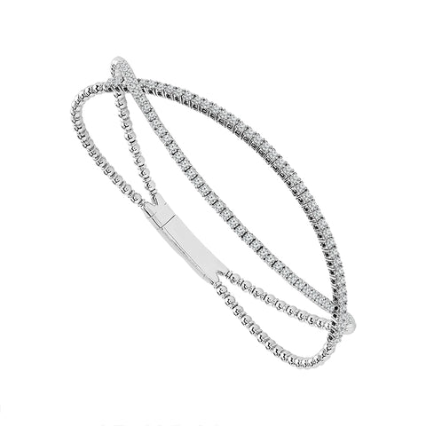 Diamond Twist Bangle Bracelet 1.00 Ctw in 14 Karat White Gold