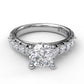 14 Karat White Gold Fana Handset French Pave Diamond Engagement Ring Setting