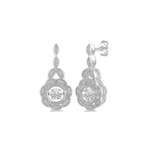 Sterling Silver 1/20ctw Rock N' Diamond Earrings