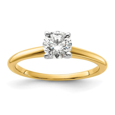 3/4 Carat Round Lab Grown Diamond Solitaire Engagement Ring in 14 Karat Yellow Gold