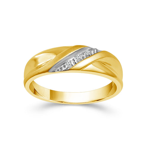 10k Yellow Gold 0.025ctw Round Diamond Men's Ring