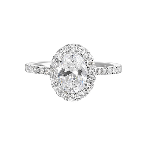 1/2 Ctw Daphne Diamond Oval Halo Engagement Ring Setting in 14 Karat White Gold