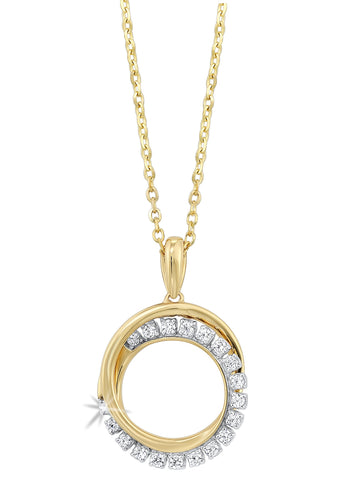 10k Yellow Gold 1/10ctw Diamond Circle Pendant