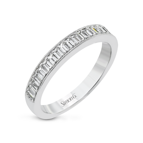 18 Karat White Gold Simon G. Milgrain Edge 5/8 Carat Diamond Anniversary Band