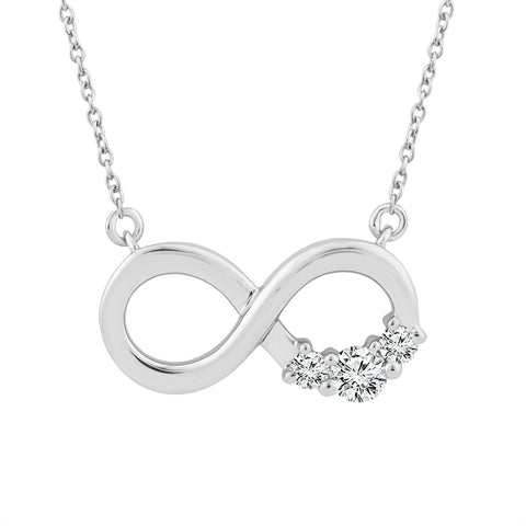 1/8 Ctw Diamond Infinity Pendant in 10 Karat White Gold