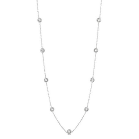 14 Karat White Gold 2 Carat Diamonds by the Yard Necklace