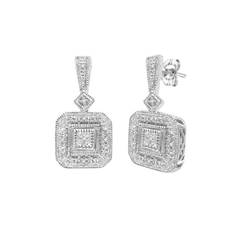 Sterling Silver 1/20ctw Single Cut Vintage Diamond Earrings