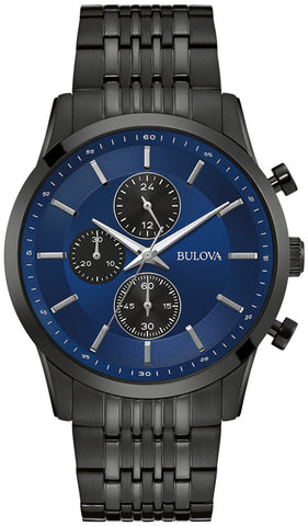 Bulova 98A300 Black Blue Dial Chronograph Steel