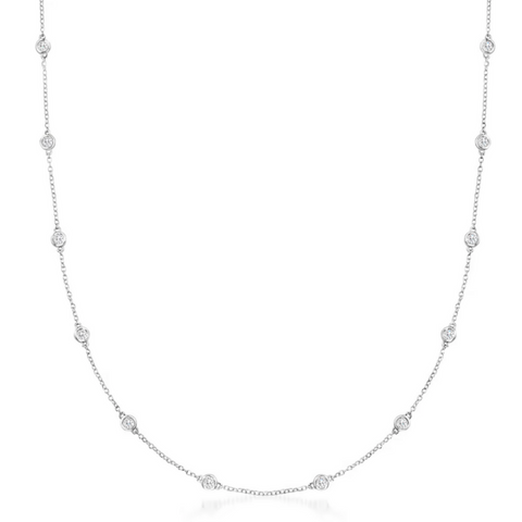 14 Karat White Gold 4 Carat 36 Inch Diamonds by the Yard Necklace