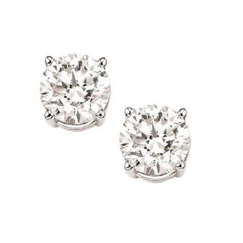 14 Karat White Gold 3/4 Carat Round Diamond Stud Earrings