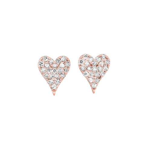 1/5 Ctw Diamond Heart Earrings in 10 Karat Rose Gold