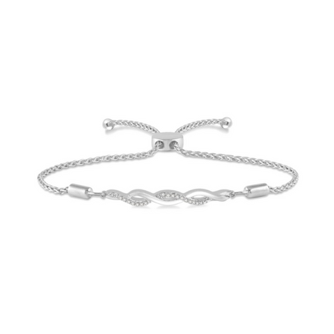 Sterling Silver 1/20 Carat Diamond Infinity Swirl Bracelet