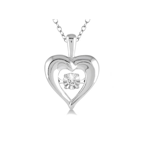 Sterling Silver 1/20ctw Rock N' Diamond Pendant