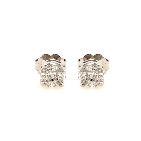 14k White Gold 0.32ctw Diamond Cluster Earrings