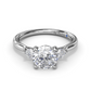 Fana Brilliant Cut Three Stone Diamond Engagement Ring Setting in 14 Karat White Gold