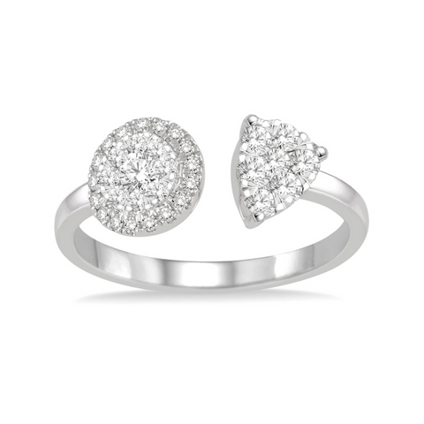 1/2 Ctw Round and Pear Shape Diamond Lovebright Ring in 14K White Gold