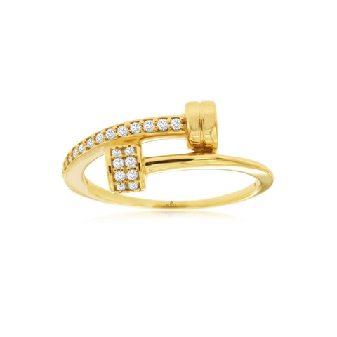 14 Karat Yellow Gold 1/5 Carat Diamond Bypass Ring