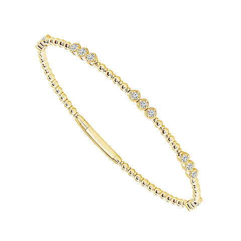 14 Karat Yellow Gold 1/2 Ctw Flexible Diamond Bangle Bracelet