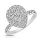 1 Ctw Double Halo Pear Cut Diamond Engagement Ring in White Gold