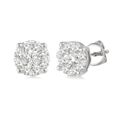 14 Karat White Gold 1 Carat Lovebright Diamond Earrings