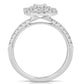 1 Ctw Double Halo Emerald Cut Diamond Engagement Ring in White Gold