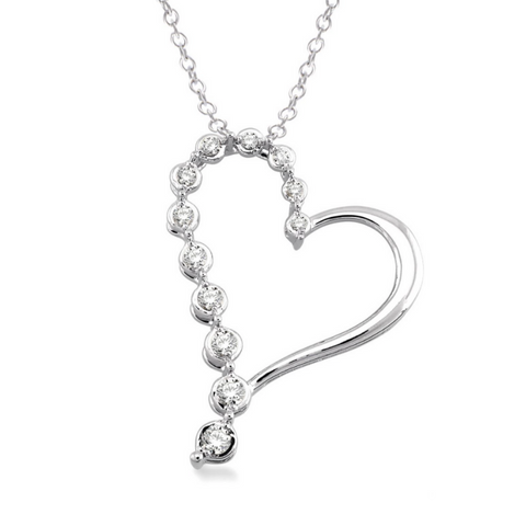 Sterling Silver 1/10 Carat Diamond Heart Pendant