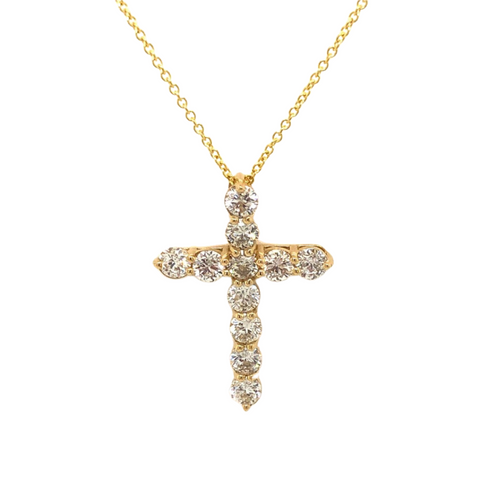 14k Yellow Gold 1.74ctw Diamond Cross Pendant