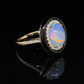 14 Karat Yellow Gold 2 2/5 Carat Oval Opal Black Onyx Frame Diamond Halo Ring