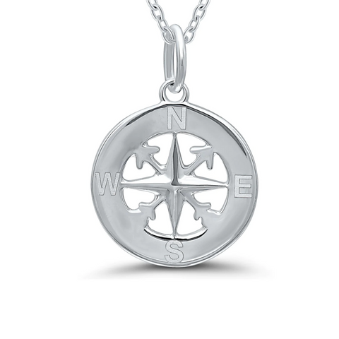 Sterling Silver Compass Pendant