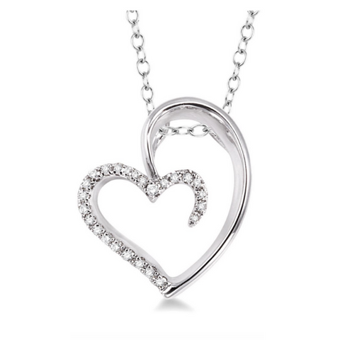 Sterling Silver 1/10 Carat Diamond Heart Pendant