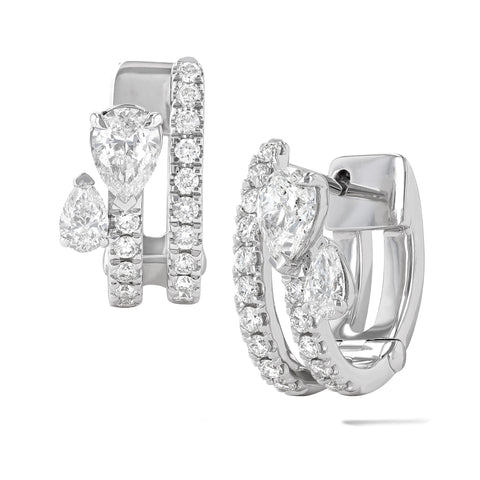 Robert Irwin Couture Pear 2-Row Hoop Huggie Earrings