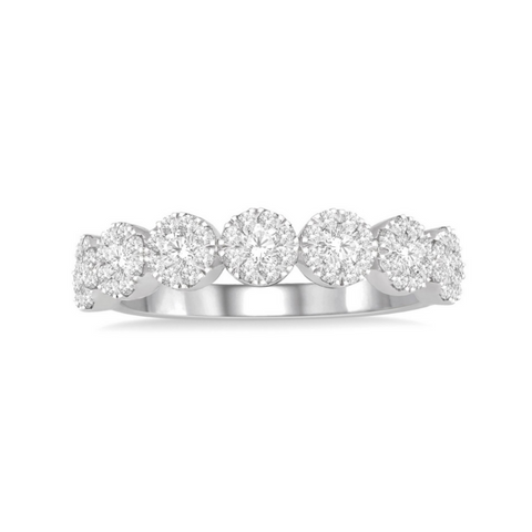 1/2 Ctw Jointed Circular Mount Lovebright Round Cut Diamond Band in 14K White Gold