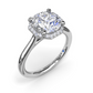 Fana Octagon Halo Diamond Engagegment Ring Setting in 14 Karat White Gold