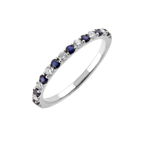 10 Karat White Gold Sapphire and Diamond Wedding Band