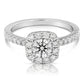 1 Ctw Round Diamond Cushion Halo Engagement Ring in White Gold