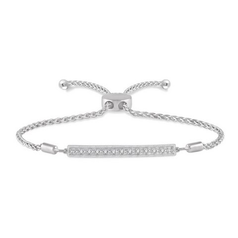 1/16 Diamond Bar Lariat Bracelet in Sterling Silver