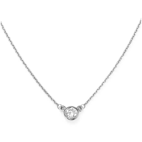 14k White Gold 0.15ctw Diamond Solitaire Pendant