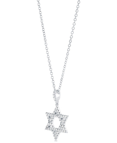 14K White Gold Star of David Diamond Pendant Necklace - 1/4ct