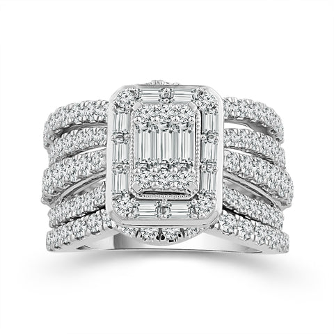 14 Karat White Gold 2 Carat Multi Stone Diamond Wedding Set