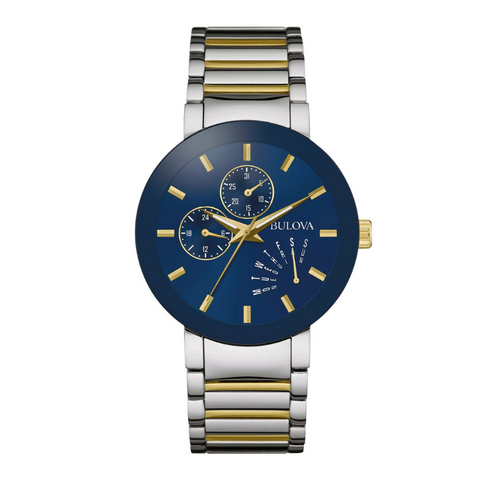 Bulova Futoro Men's Gold Tone Blue Dial Stainless Steel Watch